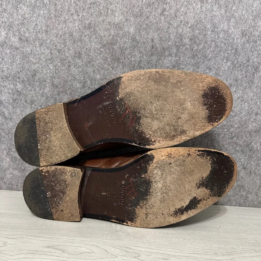 Mercanti Fiorentini Apron Toe Derby Mens 12 Brown Leather Dress Shoes 5559 Italy